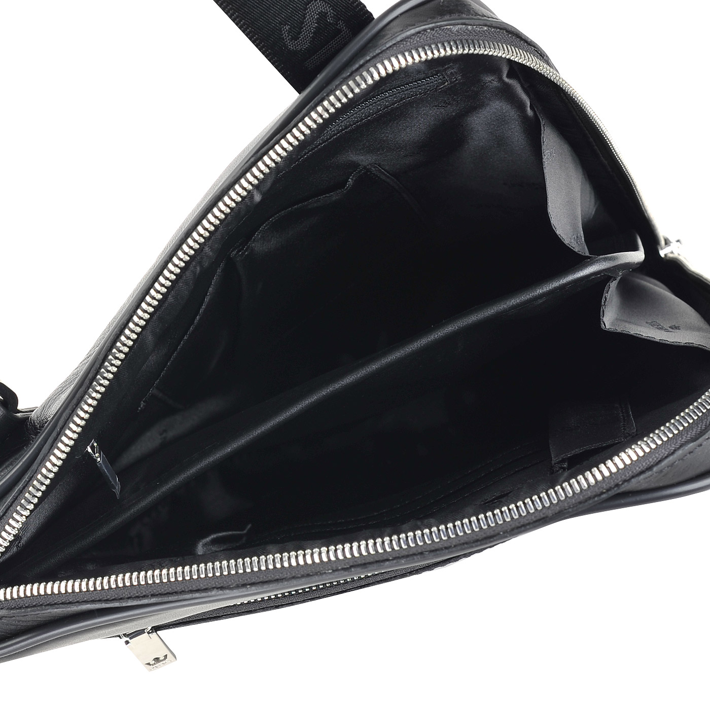 Практичная черная сумка из комбинированной кожи через плечо Stevens 