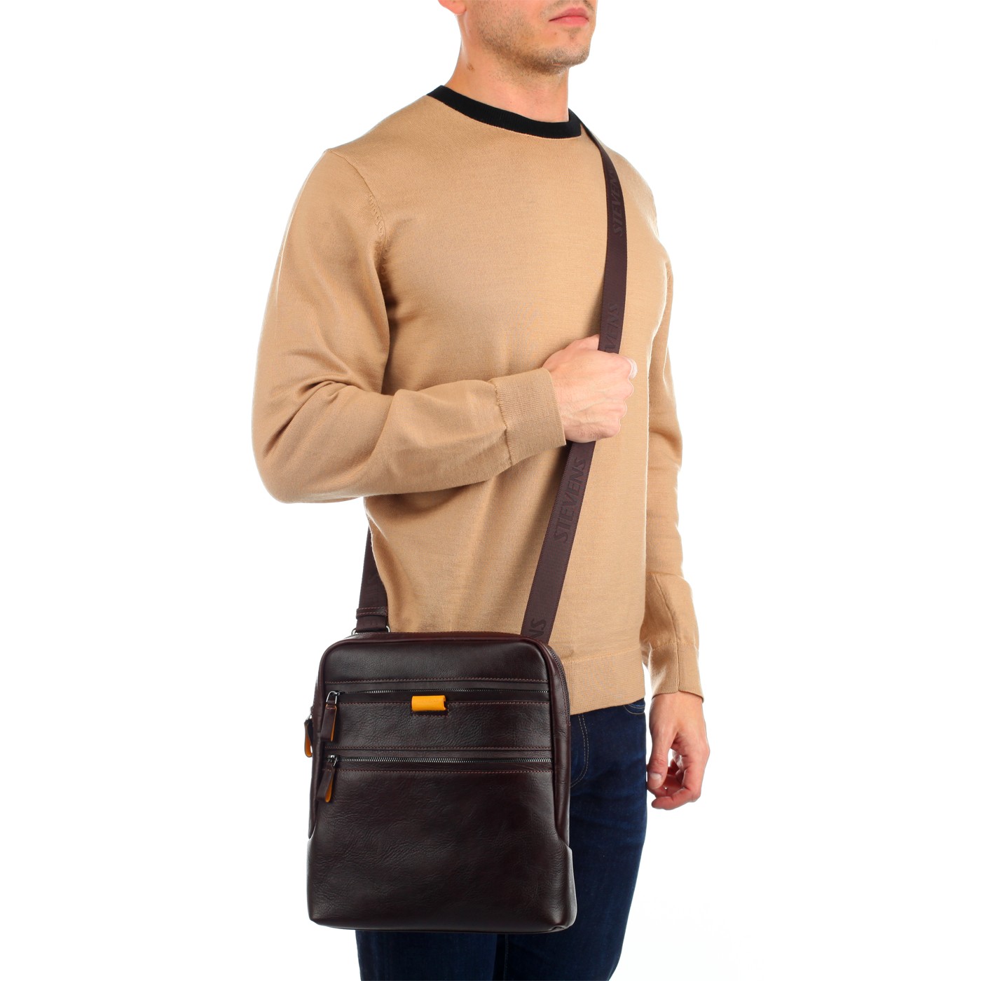 Мужская сумка-планшет из коричневой кожи Stevens 